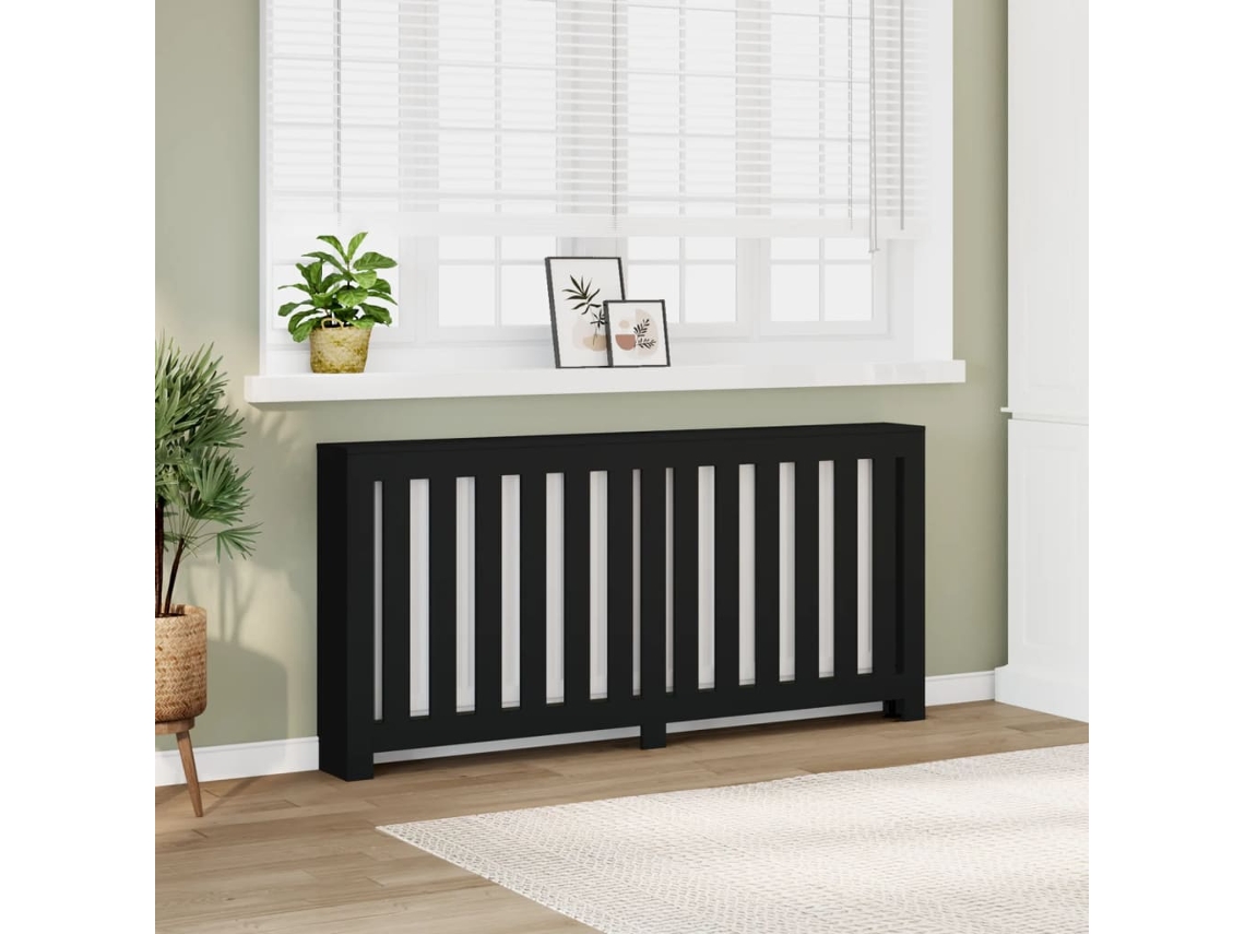 Vidaxl Cobertura De Radiador 175x20x82 Cm Derivados De Madeira Preto
