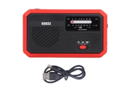 Rádio Elétrico Business de Manivela com Lanterna Led Solar, Alarme Sos e Carregador de Celular Vermelho | S/MARCA