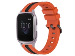 Lurelia Pulseira Vertical Garmin Venu Sq 20 Mm, Silicone Bicolor Laranja/ Preto, Acabamento Moderno