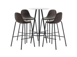 Vidaxl 5 Pcs Conjunto De Bar Tecido Cinzento-escuro
