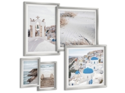Conjunto De Pinturas Paisagens Brancas Da Grécia Espelharte (5 Peças)