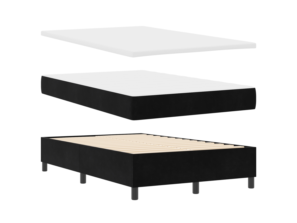 Conjunto 1 Cama Box Vidaxl Preto Veludo (190 X 120 Cm)