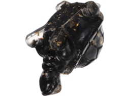 Ornamento de Cristal Kichouse em Formato de Tartaruga com Base Plana, Feito em Resina Preta. Estatueta Decorativa de CHABERLU