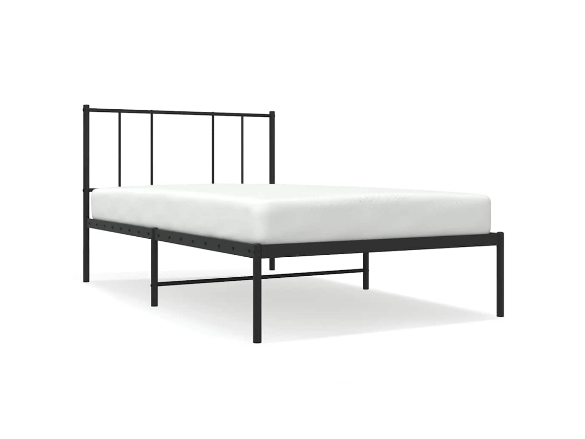 Estrutura de Cama com Cabeceira 90x190 Cm Metal Preto MAISON EXCLUSIVE