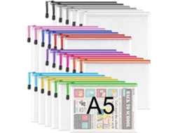 Conjunto de 24 Bolsos Plásticos com Zíper em Tela, Ideais para Guardar Documentos e Outros Itens de Escritório em Viagens BRILVIBERA