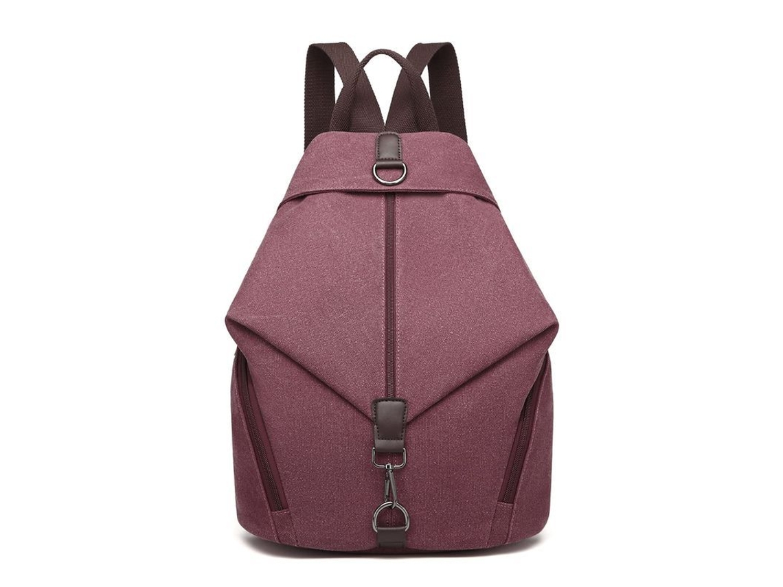 Mochila De Moda Para Mulher, Mochila Vintage De Lona Antirrobo Com Grande Capacidade (claret)