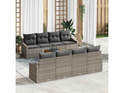 Vidaxl Conjunto De Sofá De Jardim 9 Unid. Cinzeto Vime Pe