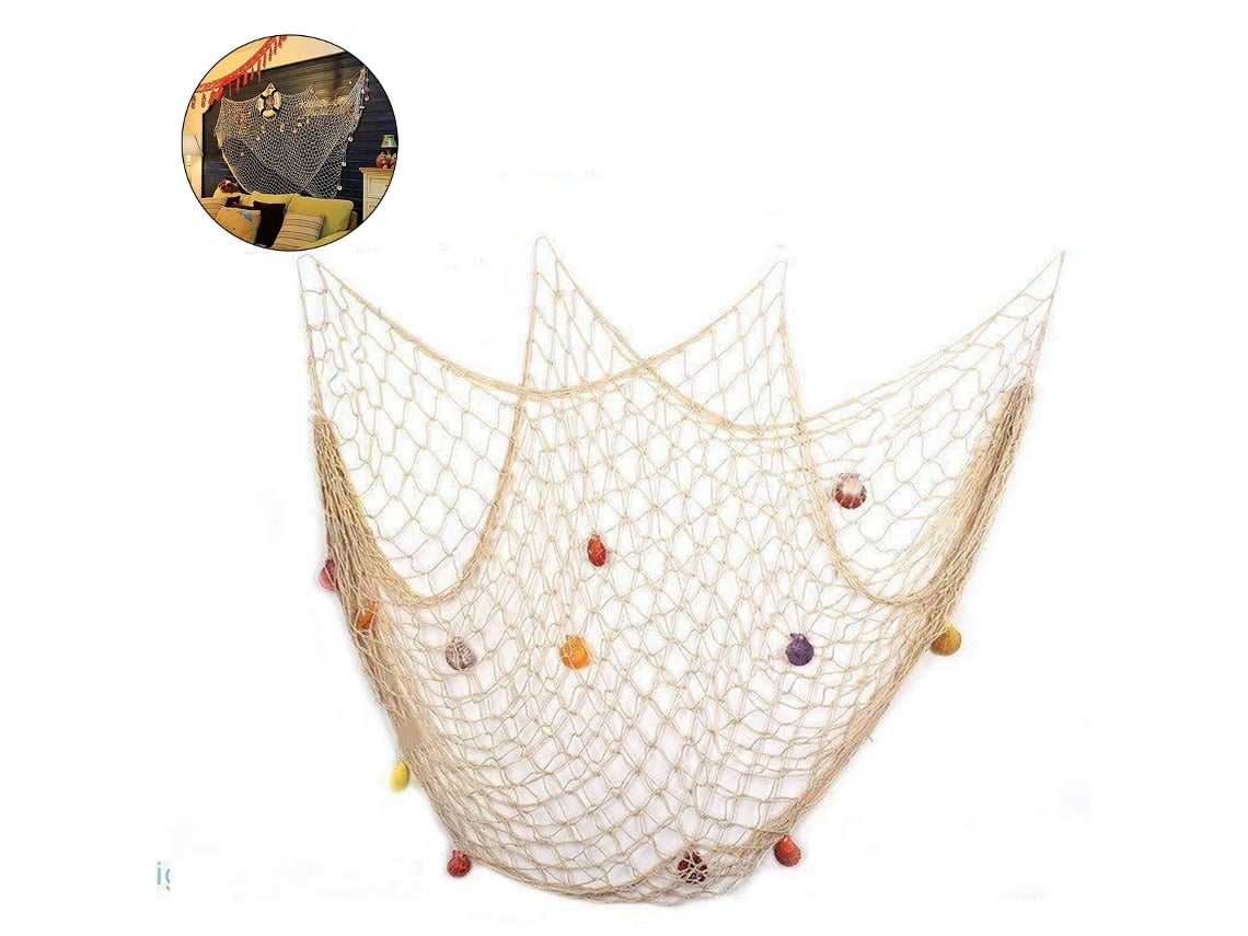 Rede De Peixe Estilo Mediterrâneo Com Decoração De Conchas Retro