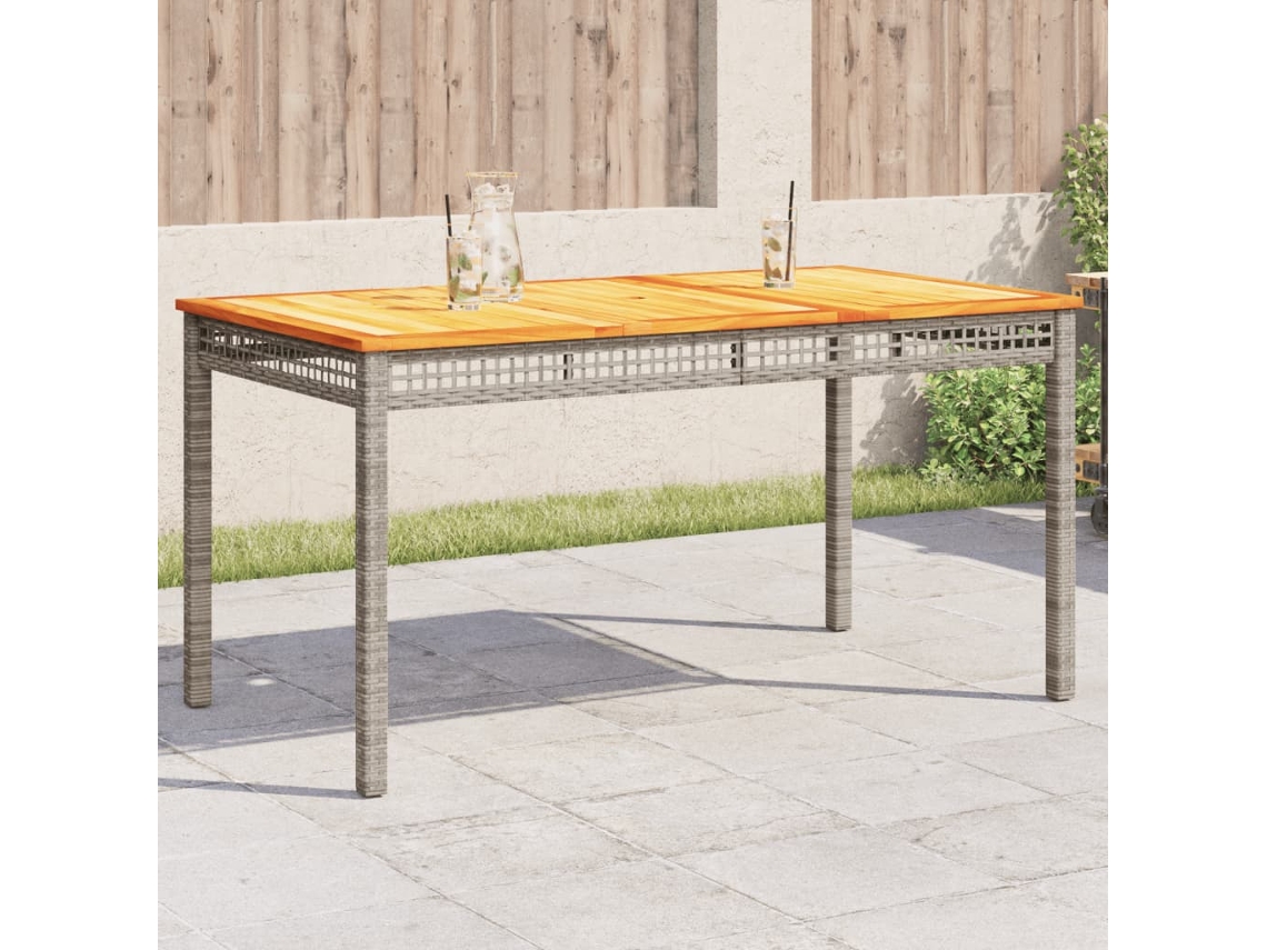 Vidaxl Mesa De Jardim 140x80x75cm Vime Pe E Madeira De Acácia Cinzento