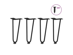 Vidaxl Pernas De Grampo Para Mesa De Centro 4 Peças Pretas 30 Cm Aço Maciço