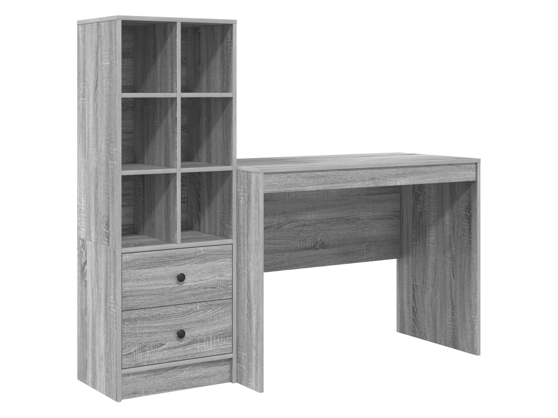 Conjunto 2 Escrivaninha De Escritório Vidaxl Cinzento Derivados De Madeira (145.5 X 50 X 127 Cm)
