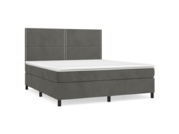 Cama com Molas e Colchão Veludo Cinzento Escuro MAISON EXCLUSIVE (180x200 cm)