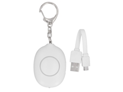 Alarme de segurança pessoal, lanterna LED de 130 dB, carregamento rápido, chaveiro versátil para mulher, branco | S/MARCA