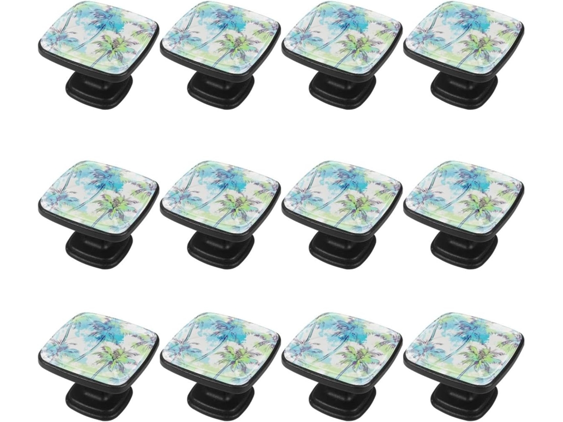 Puxadores Quadrados Para Armários De Cozinha, Puxadores Para Gavetas De Cômoda, 12 Peças, Geometria Abstrata De Palmeira
