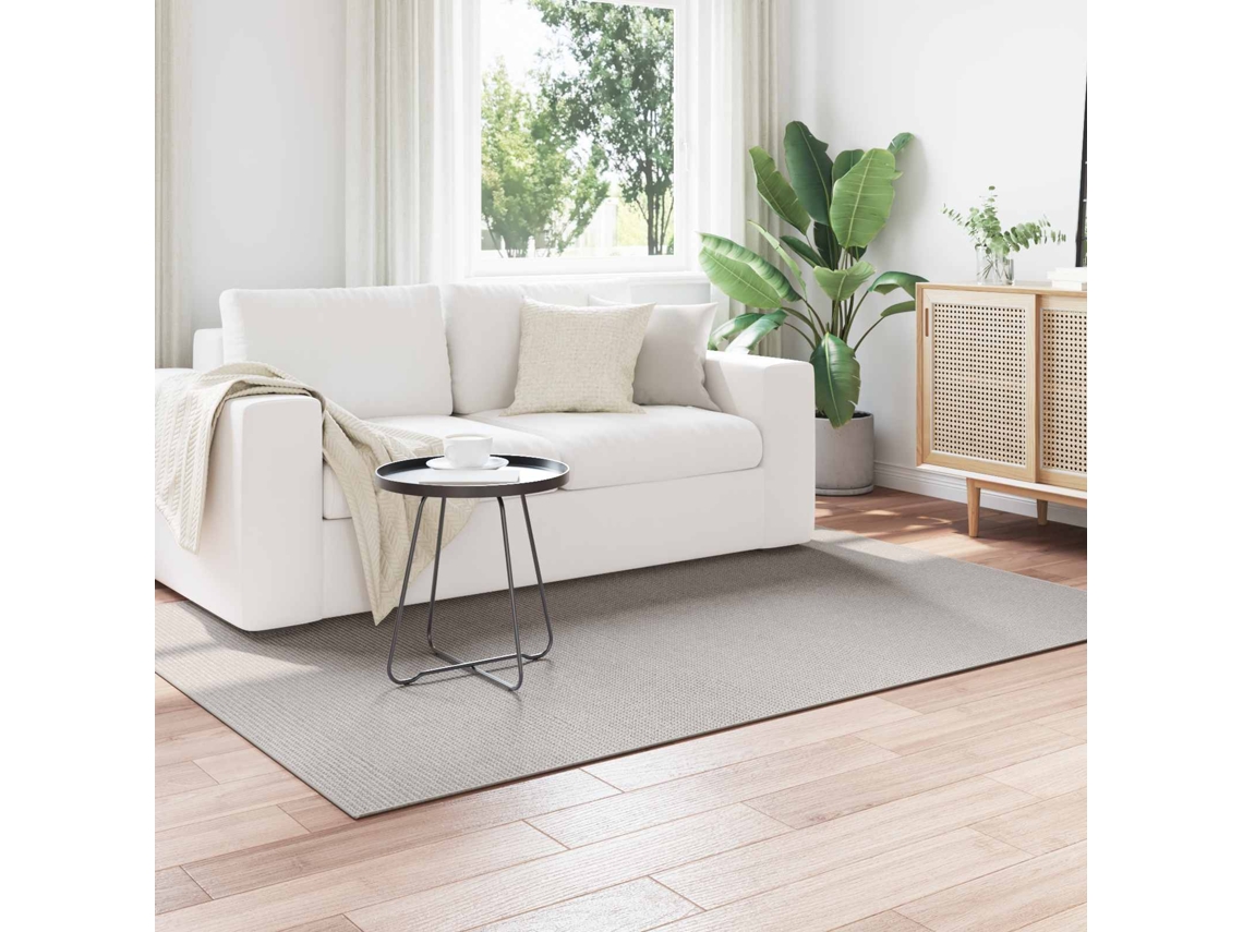 Vidaxl Tapete Interno Lugo Creme E Cinza 140 X 200 Cm Poliéster