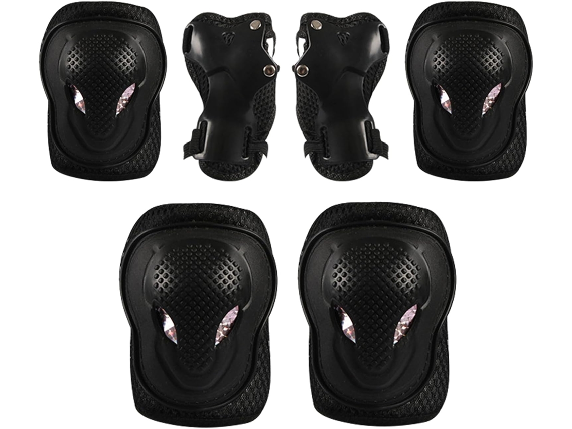 Kit de proteção 6 em 1 AQUAFORGE para patinação, Joelheiras, cotoveleiras e protetores de pulso