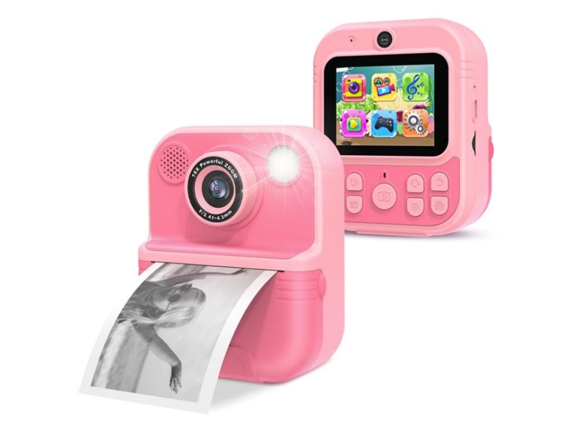 (rosa) Impressora Fotográfica E Gravador De Vídeo Com Tela De 2,4 Polegadas, Câmera Multifuncional Infantil Com Lente Dupla.