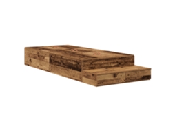 Cama Baú Madeira Envelhecida Vidaxl Brown Engineered Wood (236,5x80x31,5 Cm)