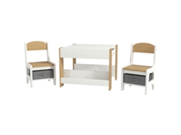 Conjunto MARCA de mesa e 2 cadeiras infantis, cinza, com armazenamento