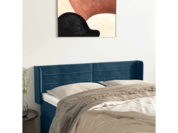 Vidaxl Cabeceira De Cama C/ Abas Tecido 147x16x78/88cm Azul-escuro