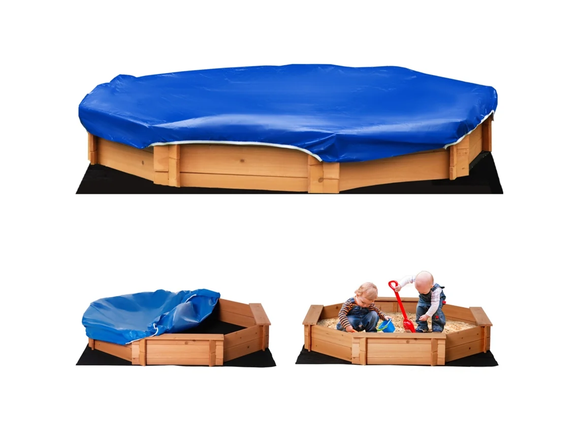 Caixa De Areia Infantil De Madeira Com Assentos E Tampa, Para Crianças De 3 A 8 Anos, 139,5 X X 21,5 Cm
