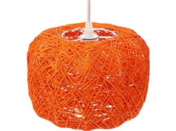 Luminária Pendente Decorativa de Vime Trançado, Ø20 Cm, Laranja, Sem Fio, para Sala de Jantar e SFUSHOS
