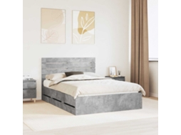 Vidaxl Estrutura Da Cama Cinzento 150 X 200 Cm Madeira De Engenharia
