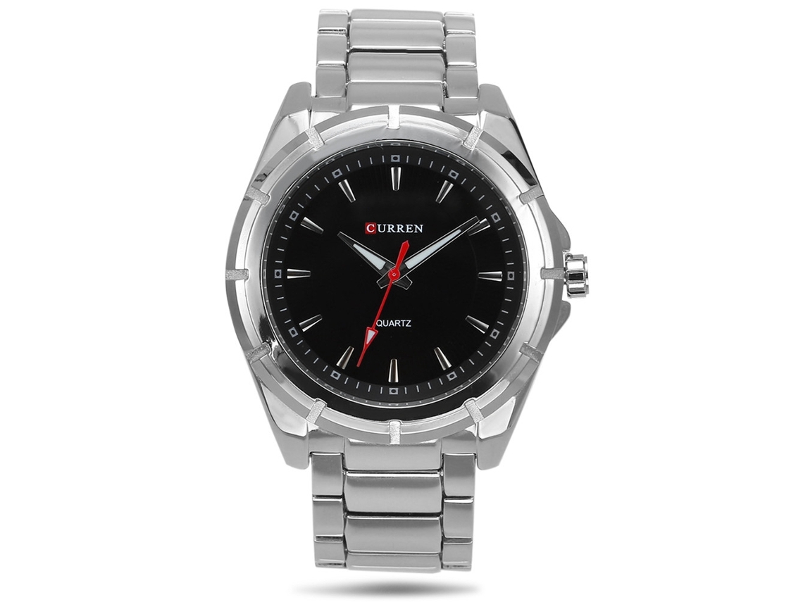 Reloj Hombre De Cuarzo Impermeable De Negocio Con Correa De Acero Inoxidable Blanco Negro