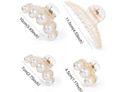 Conjunto De 4 Ganchos De Cabelo Com Pérolas Grandes, Adequados Para Mulheres E Raparigas, Tanto Para Cabelos Grossos Como Finos.