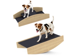 Escada Reversível Dog Agility Schooler 2 em 1 para Cães 3 Degraus de Madeira 80x39,5x20cm. Madeira Natural Ge