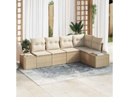Vidaxl Conjunto De Sofá De Jardim 5 Unid. Bege E Creme Vime Pe