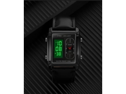 Lurelia Relógio Digital Masculino, Modelo Wr-30, Visor Digital, Led, Cronómetro, Alarme, Data/calendário, 12/24h, Aço Inoxidável, Couro, Preto