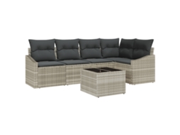 Conjunto 6 Conjunto De Sofá De Jardim Vidaxl Cinzento-claro Vime Pe (233,5 X 123,5 X 85 Cm)