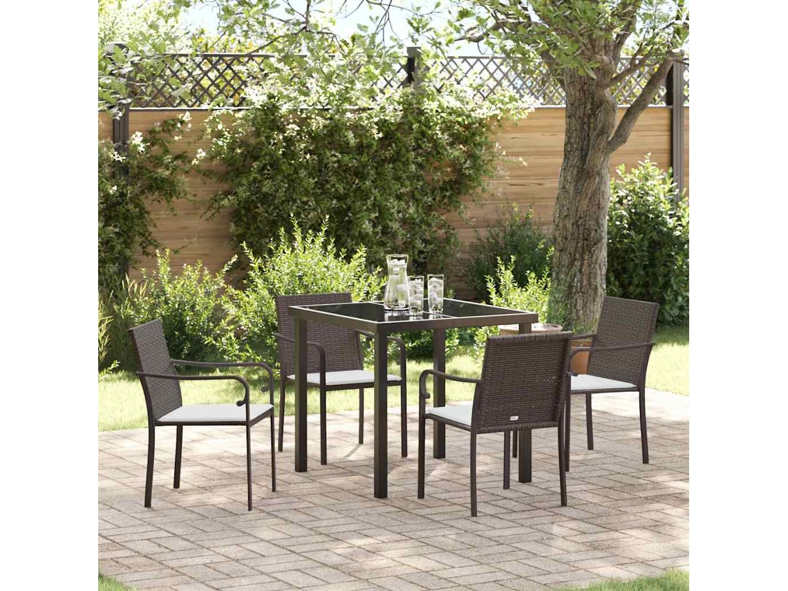 Vidaxl Conjunto De Jantar Para Jardim 5 Pcs Marrom E Preto