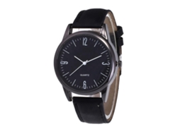 Reloj Cuarzo Digital Para Hombre Con Correa De Cuero Dial Simple Negro