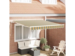 Vidaxl Toldo Retrátil Verde E Amarelo 300 X 250 Cm Tecido E Alumínio