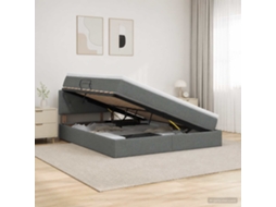 Vidaxl Cama Com Arrumação E Colchão Cinzento-escuro 140 X 190 Cm