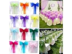 Faixas de organza para cadeiras com laços de tule para casamentos e festas Jb5 2
