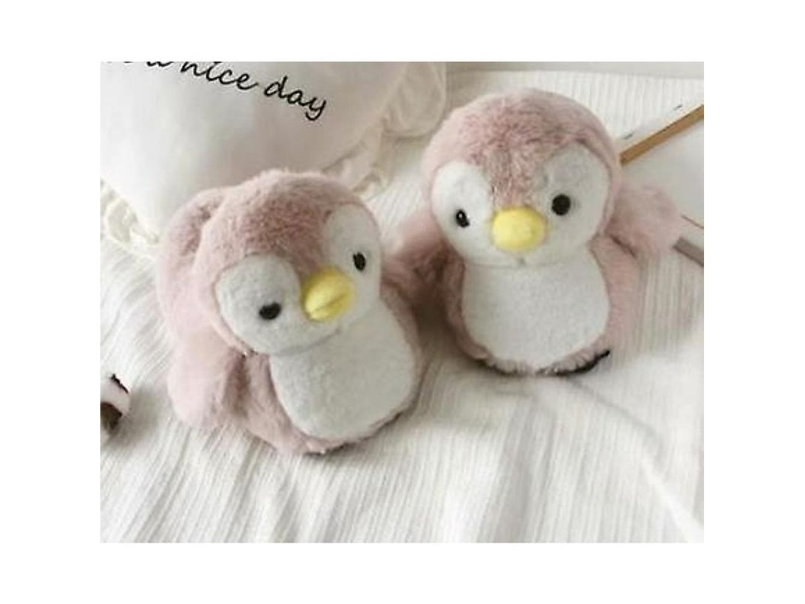 Pantuflas de Algodón de Pinguim, Conforto, Suela Antideslizante, Interior Suave, Rosa