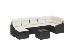 Conjunto 8 Conjunto De Sofás Vidaxl Preto Vime Pe (55 X 55 X 37 Cm)