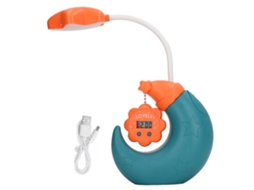 Ats lâmpada de Escritório com Porta para Canetas, Carregamento Usb, Proteção para os Olhos, Relógio Cartoon Led para Crianças, Verde