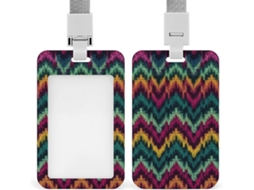 Suporte colorido Crachá com Tricô com Padrão Característico, Suporte Vertical Resistente em Cartões Plásticos