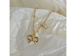 Prata de Lei S925, Exalando um Toque Sofisticado e um Design Luxuoso e Discreto, com um Laço Simples, Porém Retrô. MDUG (ouro)