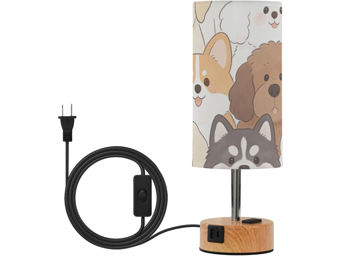 Luminária de mesa Yuiboo Pastel Pup com LED, controle por toque, alimentação por bateria e portas USB (CEA Lamps).