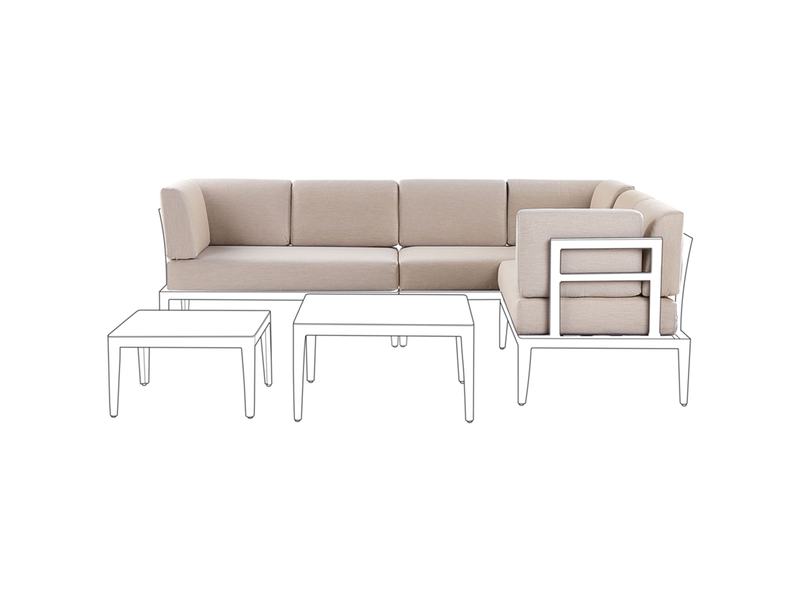 Conjunto De Capas Para Almofadas De Exterior Beliani Rima Iii De Poliéster Creme 115x65x14