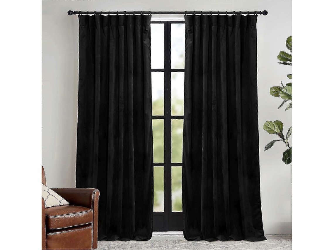 Cortinas De Veludo Preto 2025, Com 108 Polegadas, Blackout, Com Fita Para Pregas, Para Sala E Quarto.