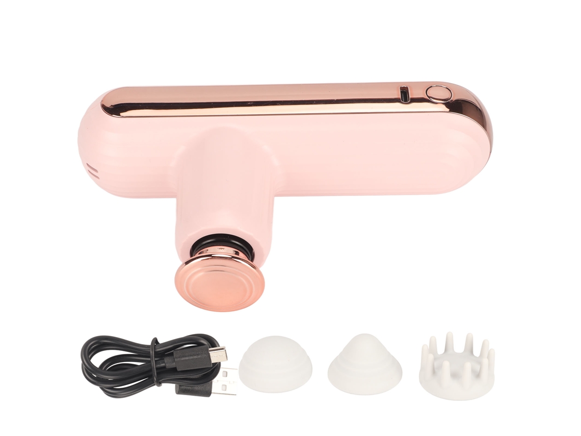 Massageador Elétrico Portátil Recarregável para Musculos Profundos Rosa 4 Velocidades Baixo Ruído