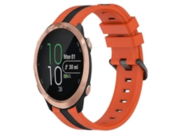 Pulseira De Silicone Bicolor Vertical 20 Mm, Compatível Com Garmin Forerunner 645 Music, Laranja E Preta.