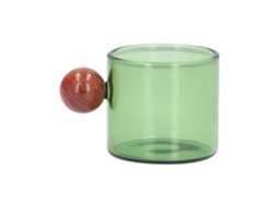 Copo de café de vidro multifuncional resistente ao calor, estilo vintage com bola de madeira