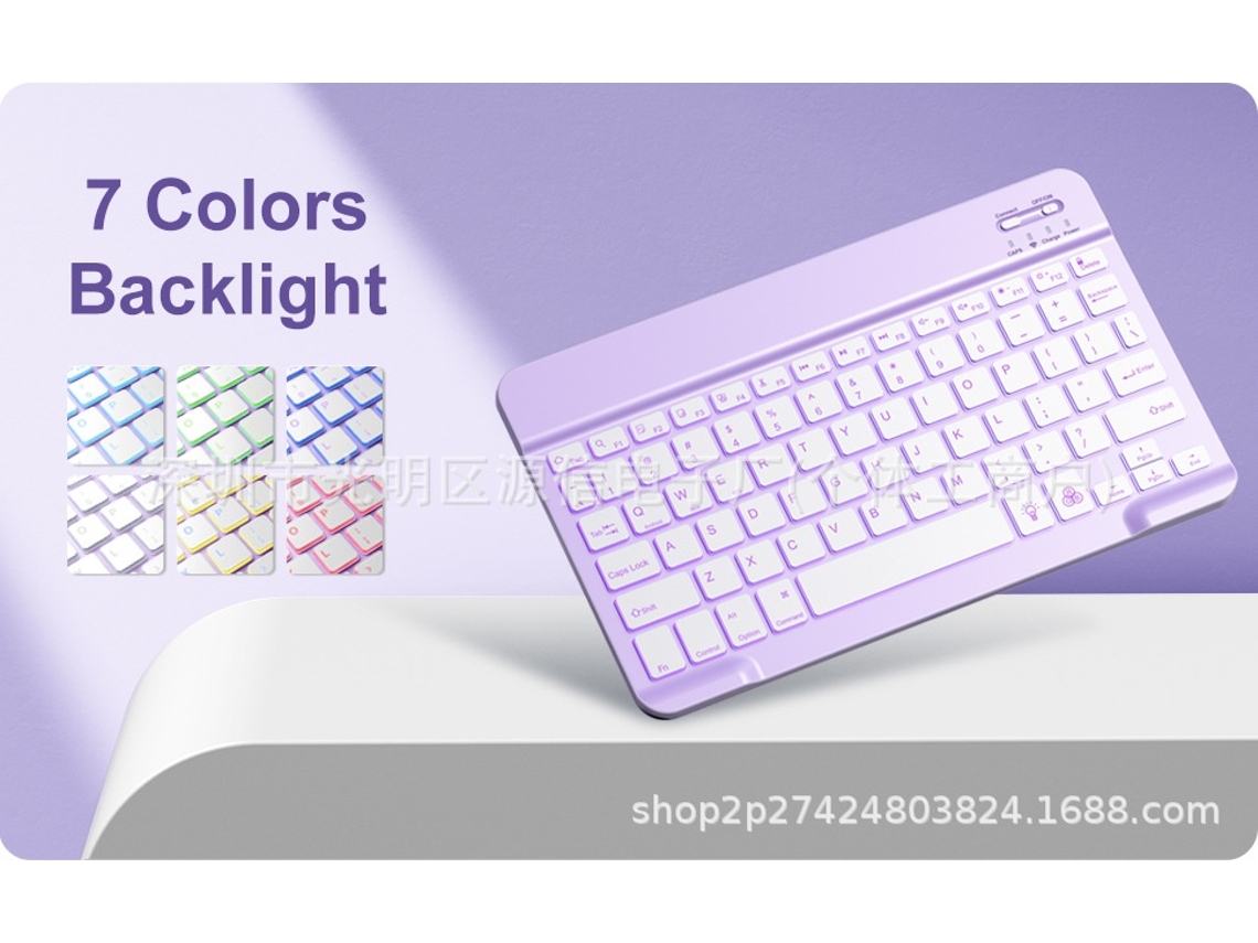 Capa Com Teclado Para Tablet Lurelia, Para I Pad 10ª E 11ª Geração, Retroiluminação Roxa Clara Com Independente (10,9 E 11", Teclado Bluetooth
